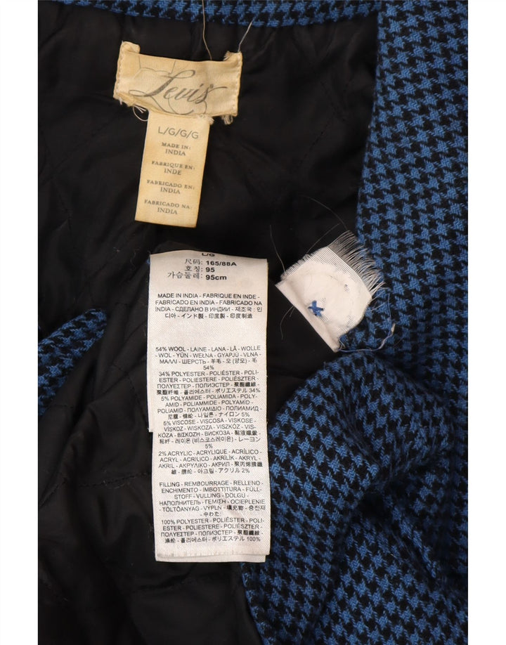 Cappotto doppiopetto da donna LEVI'S UK 16 Lana pied de poule blu grande