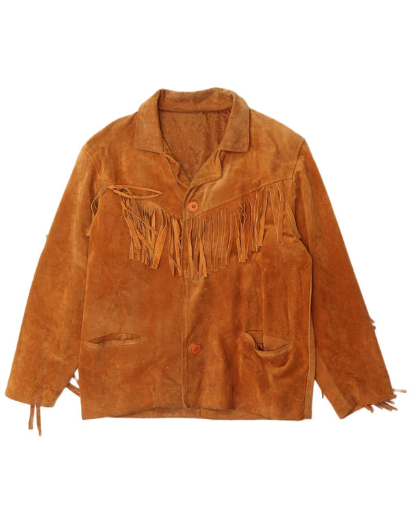 Giacca vintage in pelle scamosciata da uomo IT 52 XL Cowboy marrone