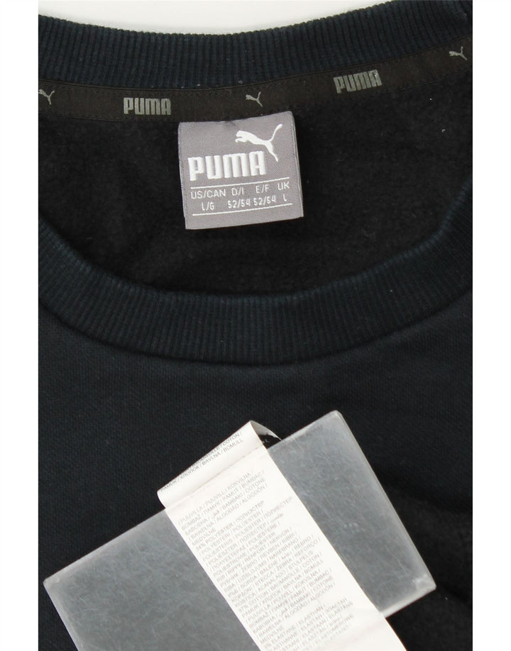 Felpa grafica da uomo Puma Maglione grande in cotone blu navy