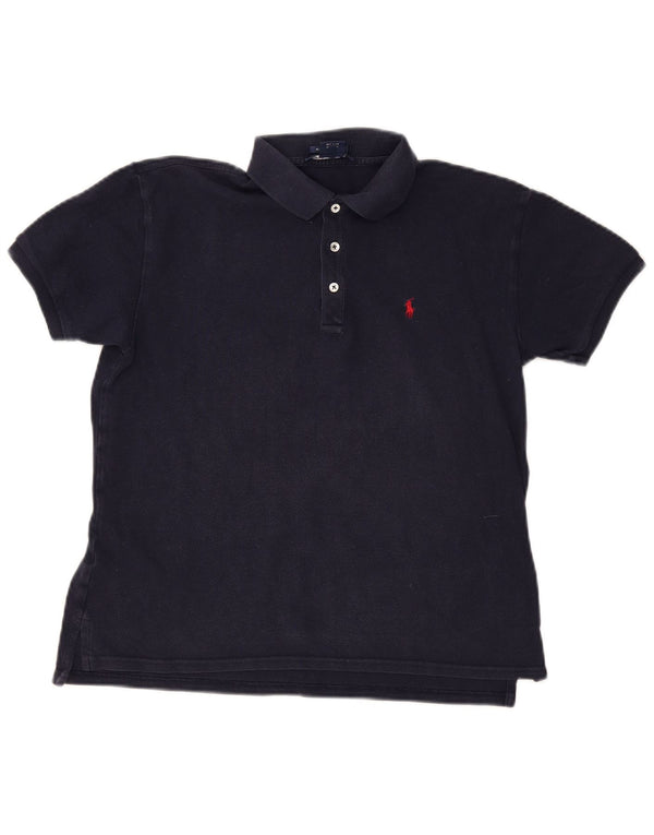 Polo oversize da donna Ralph Lauren UK 10 piccola in cotone blu navy