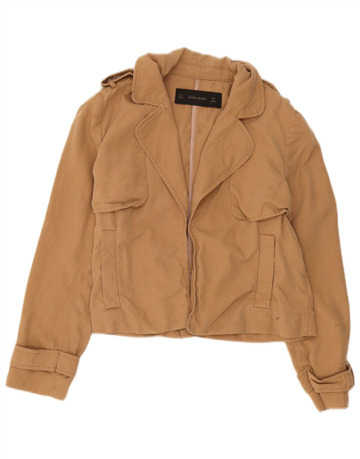 Giacca militare oversize aperta da donna Zara UK 10 piccola Lyocell beige