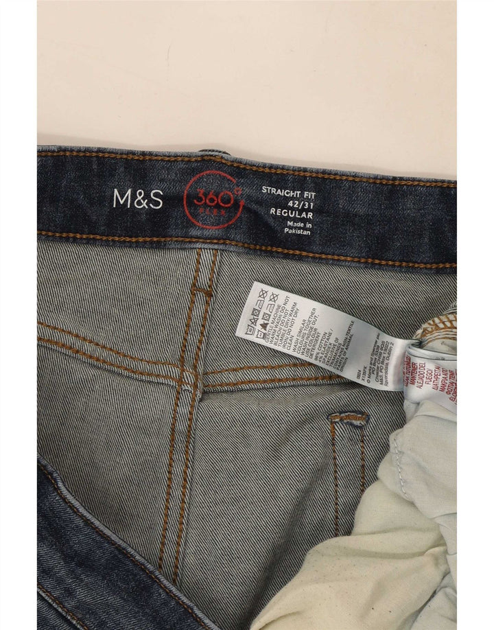 Jeans dritti regolari da uomo Marks & Spencer W42 L31 cotone blu navy