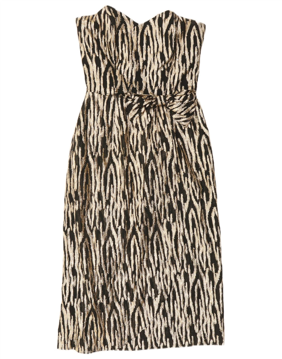 GINA BACCONI Abito senza spalline da donna UK 12 Medio Nero Stampa animalier