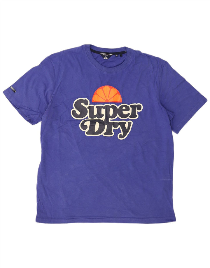 T-shirt grafica da uomo Superdry Top grande in cotone blu