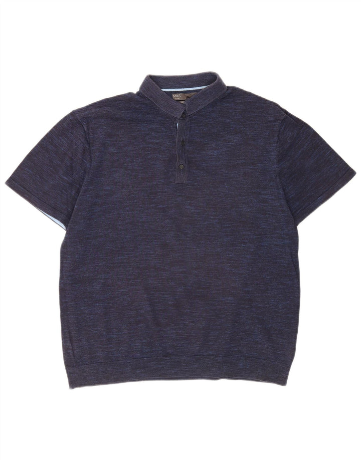 Polo a maniche corte da uomo Marks & Spencer grande blu navy screziato