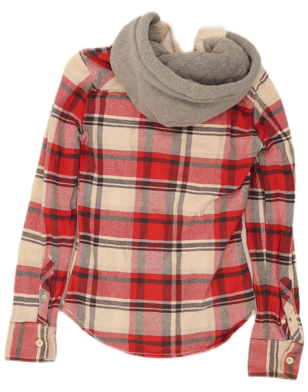 Camicia da uomo in flanella con cappuccio da boscaiolo Superdry XS in cotone a quadri rossi