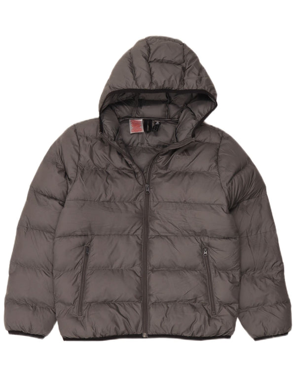 Giacca imbottita con cappuccio Adidas da ragazzo 11-12 anni in poliestere grigio