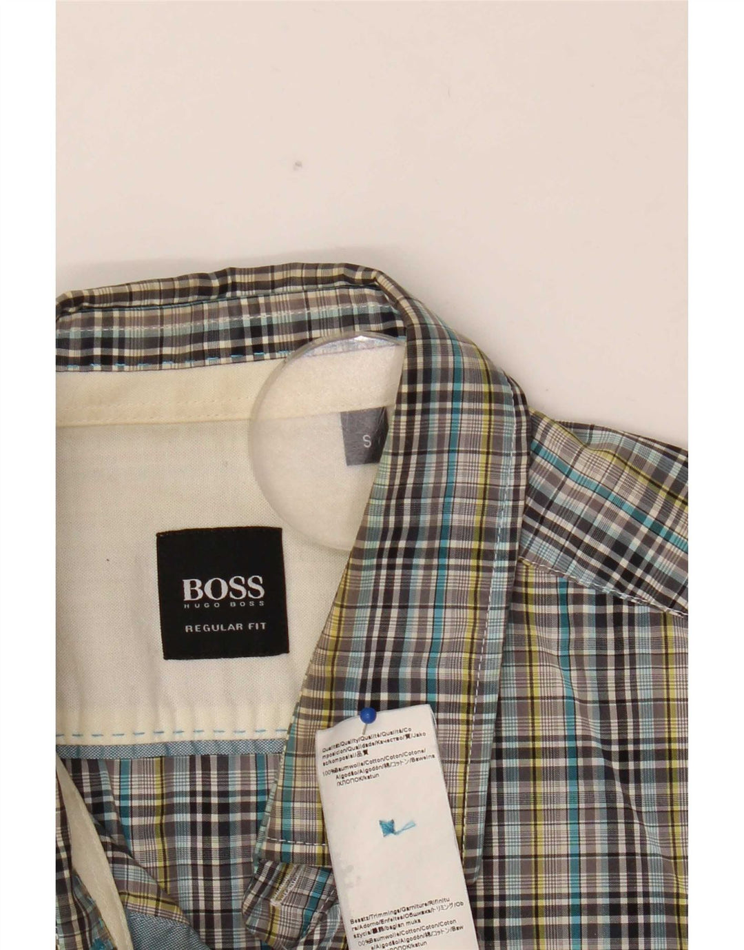 Camicia da uomo Hugo Boss piccola in cotone a quadri multicolore