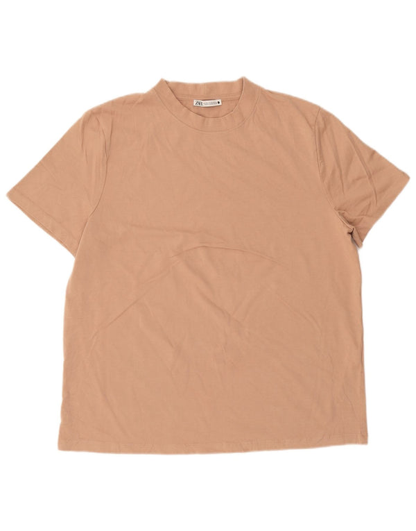 T-shirt Zara da donna Top UK 18 XL in cotone beige
