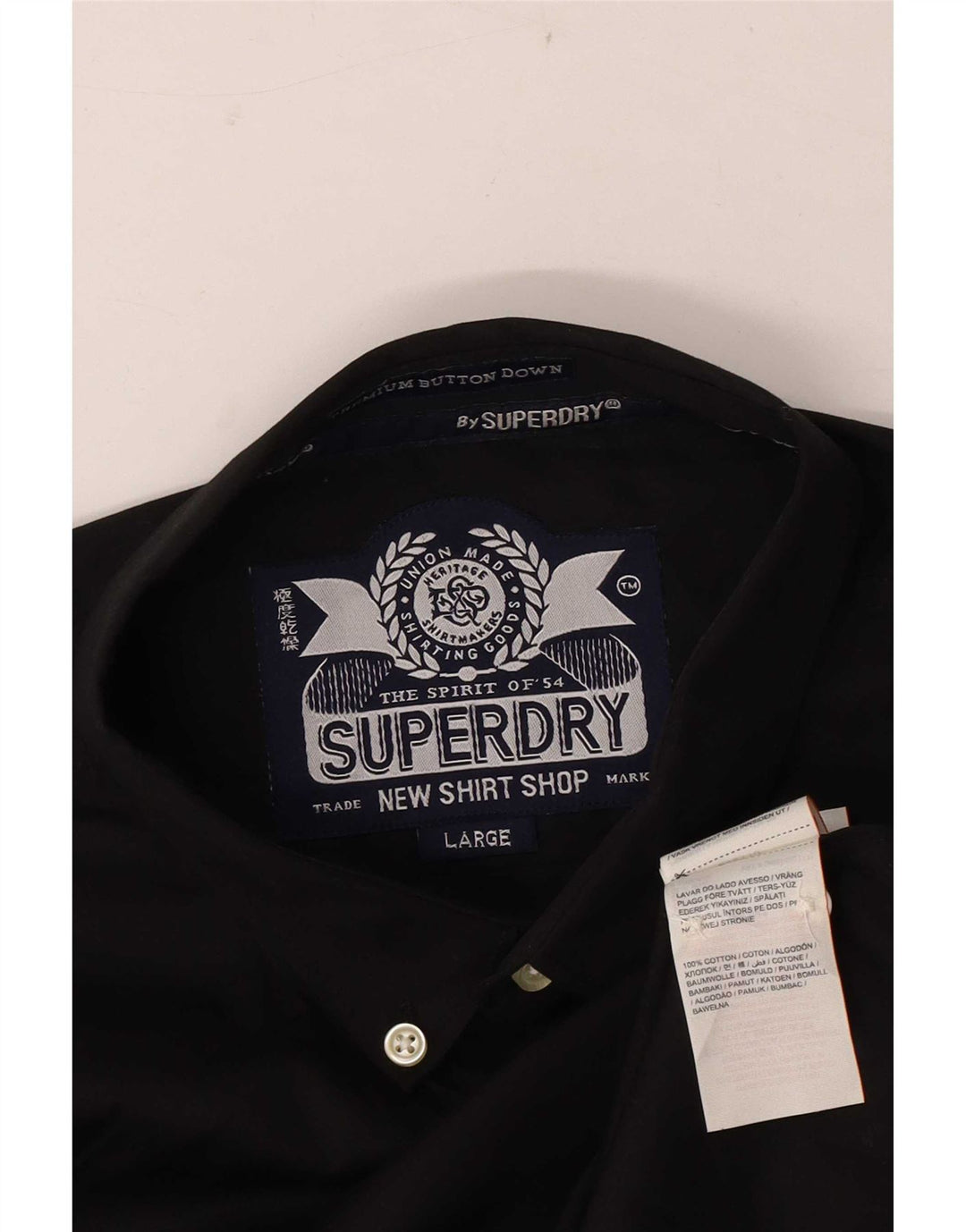 Camicia da uomo Superdry Large in cotone nero
