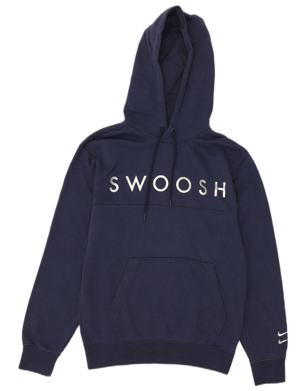 Felpa con cappuccio grafica Nike Swoosh da uomo XS in cotone blu navy