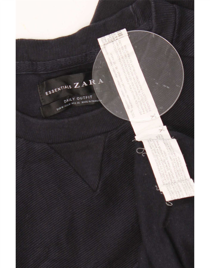 Felpa Zara da uomo in cotone medio blu navy