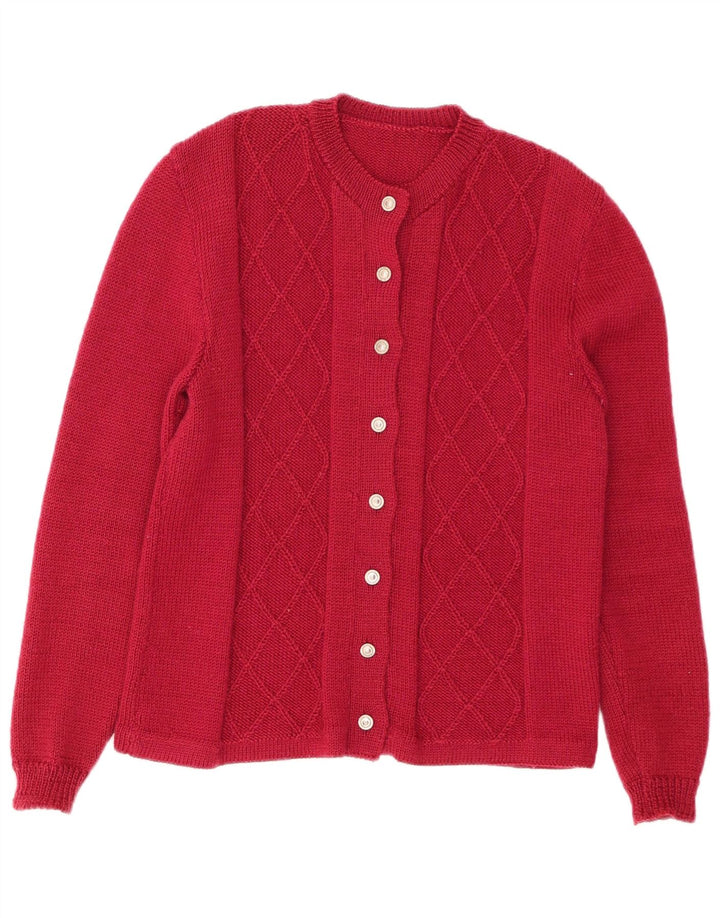 Maglione cardigan da donna VINTAGE UK 14 rosso medio
