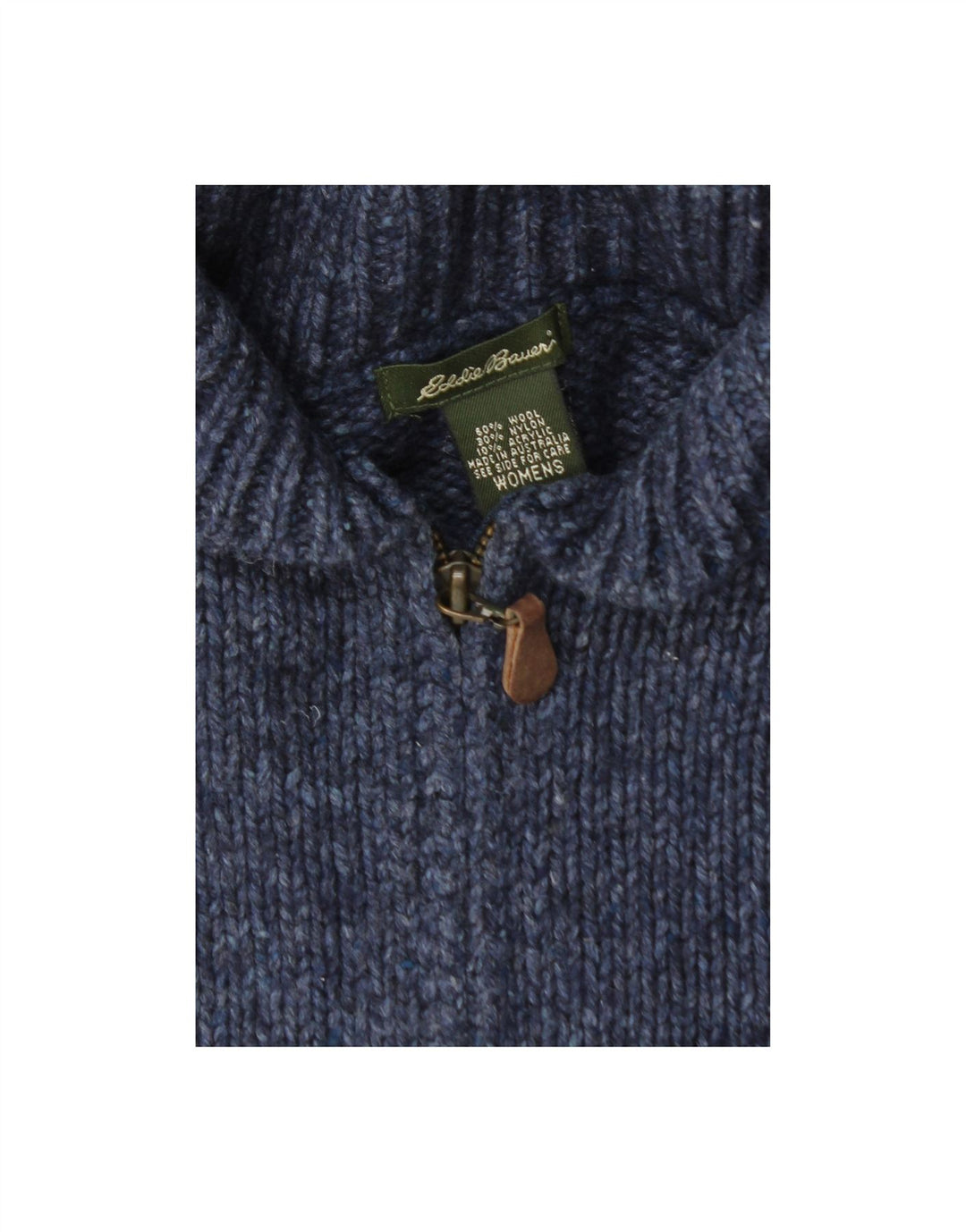 EDDIE BAUER Womens Cardigan Sweater UK 14 Large Navy Blue Wool