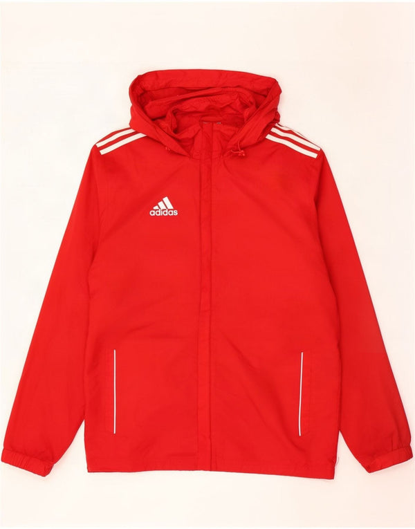 Giacca antipioggia con cappuccio da uomo Adidas UK 38/40 nylon rosso medio