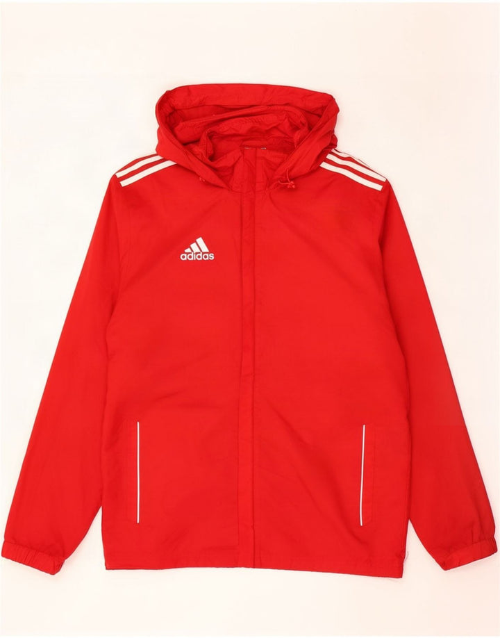 Giacca antipioggia con cappuccio da uomo Adidas UK 38/40 nylon rosso medio