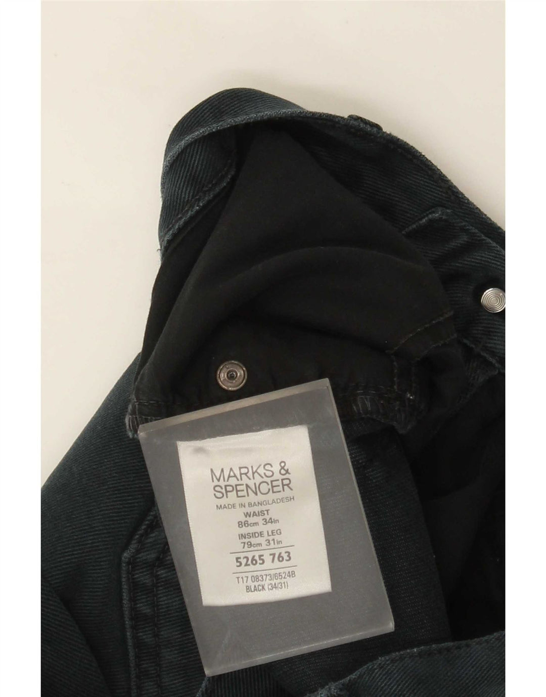 Jeans dritti invecchiati da uomo Marks & Spencer W34 L31 cotone nero