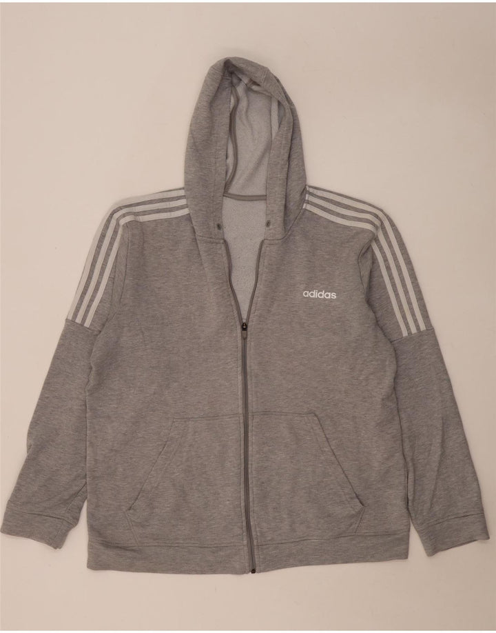 Felpa con cappuccio e zip Adidas da uomo XL in poliestere grigio