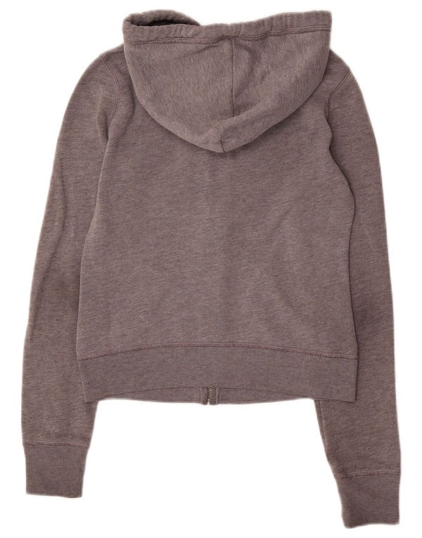 Felpa con cappuccio e zip Hollister Crop Graphic da donna UK 6 XS Cotone grigio