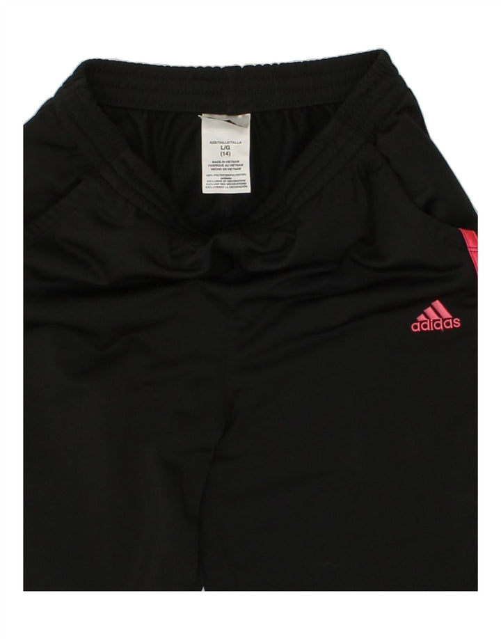 ADIDAS Girls Tracksuit Trousers 13-14 Years Large Black Polyester Vintage Adidas and Second-Hand Adidas from Messina Hembry 