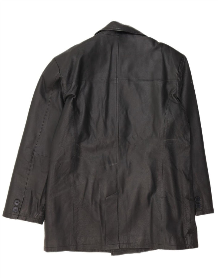 VINTAGE Mens Leather Coat UK 38 Medium Black Leather