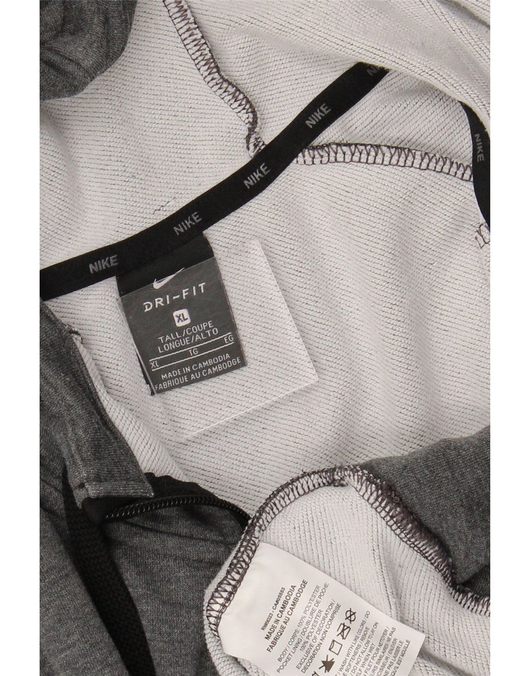 Felpa con cappuccio e zip NIKE Dri Fit da uomo XL grigio poliestere