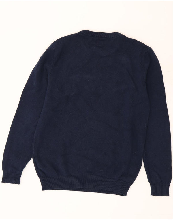 Maglione maglione girocollo con grafica da uomo Guess in cotone blu navy medio