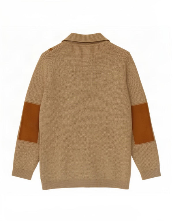 Maglione cardigan con zip intera da uomo Pierre Cardin IT 48 a righe beige medio
