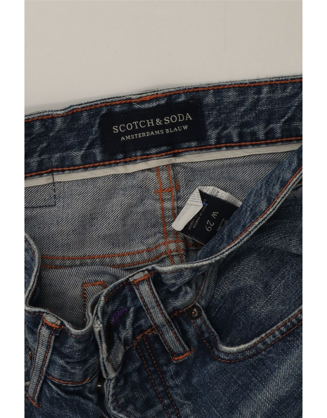 Pantaloncini di jeans invecchiati da uomo Scotch & Soda W29 piccoli in cotone blu