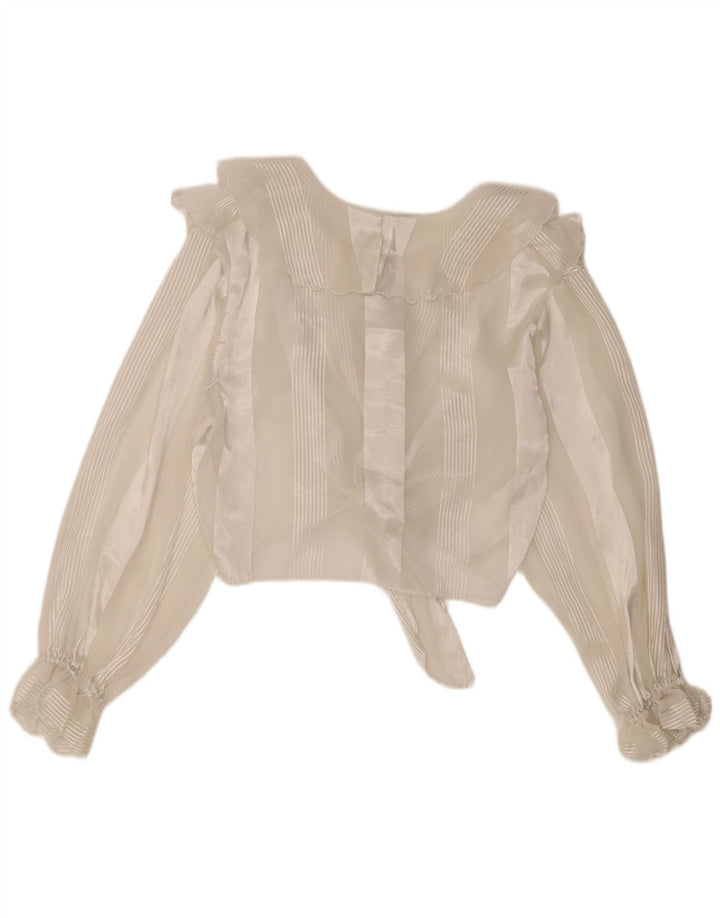 Top corto trasparente da donna vintage UK 10 a righe bianche medie