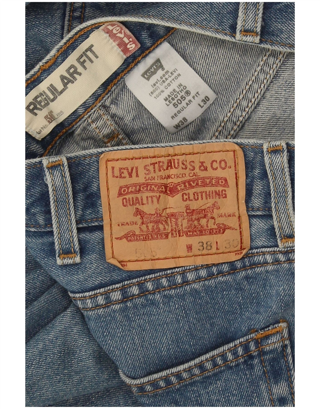 Jeans dritti da uomo Levi's 505 vestibilità regolare W38 L30 cotone blu