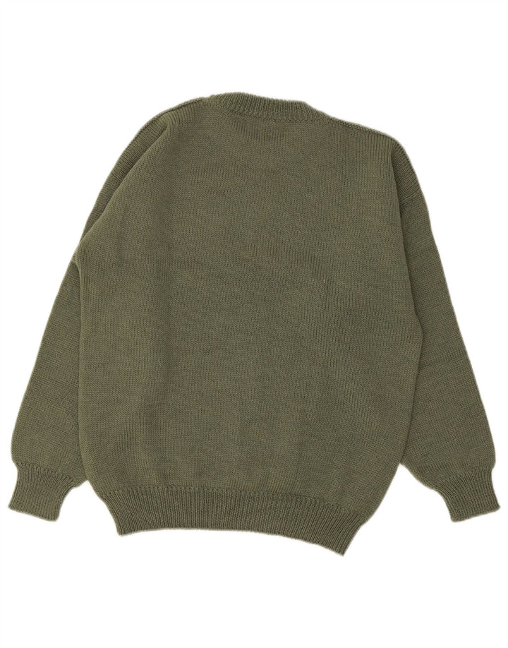 Maglione vintage da uomo girocollo IT 50 verde medio