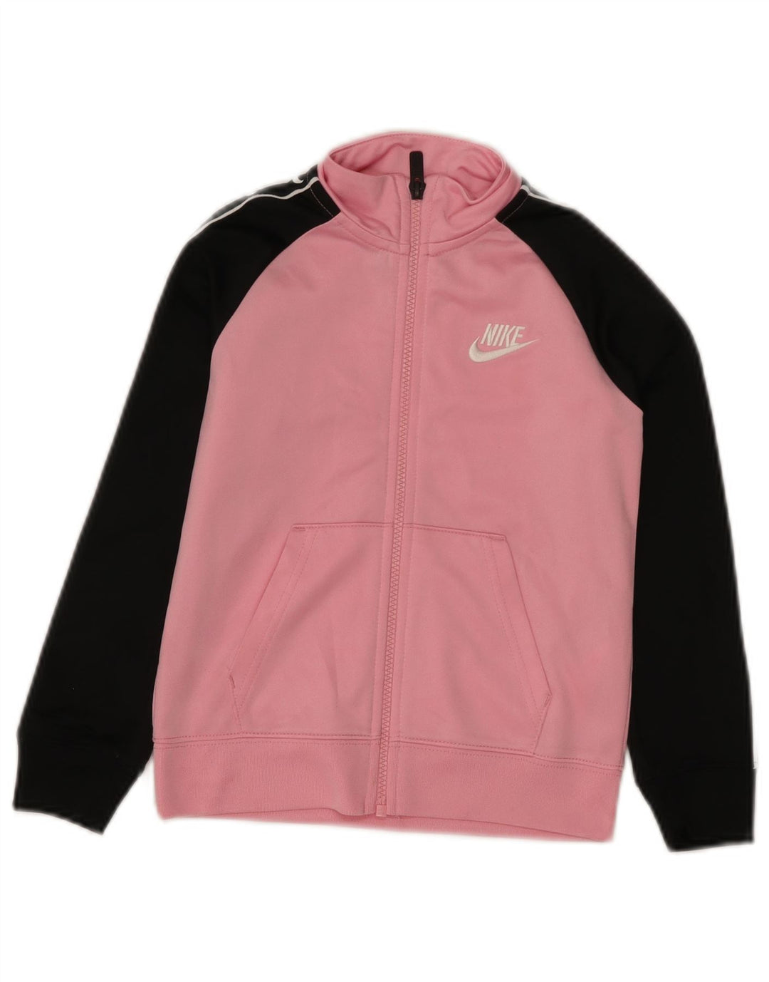 Giacca superiore della tuta da ragazza Nike 5-6 anni in poliestere color block rosa medio