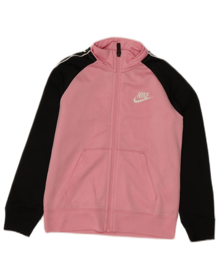 Giacca superiore della tuta da ragazza Nike 5-6 anni in poliestere color block rosa medio