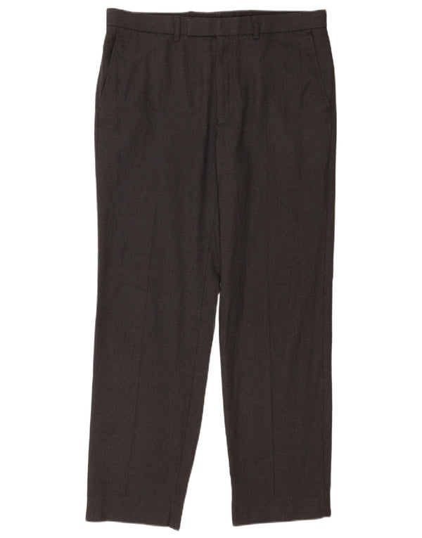Pantaloni da abito dritti da uomo Marks & Spencer W34 L31 poliestere grigio