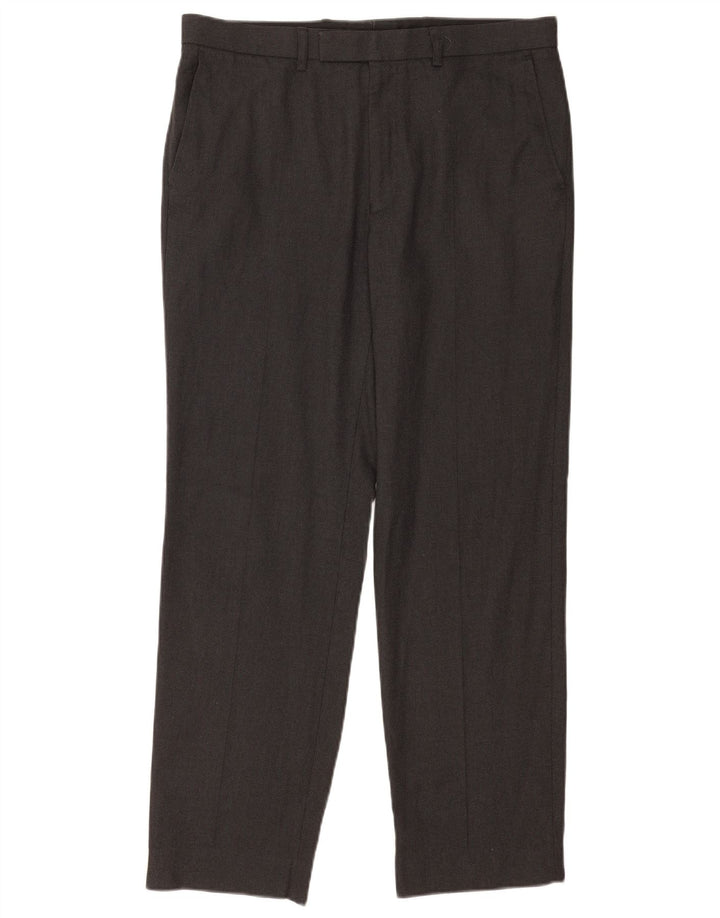Pantaloni da abito dritti da uomo Marks & Spencer W34 L31 poliestere grigio