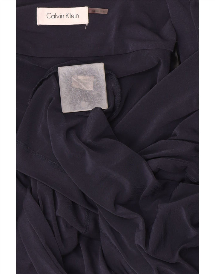 Abito a portafoglio da donna a maniche lunghe Calvin Klein UK 14 Poliestere blu navy medio