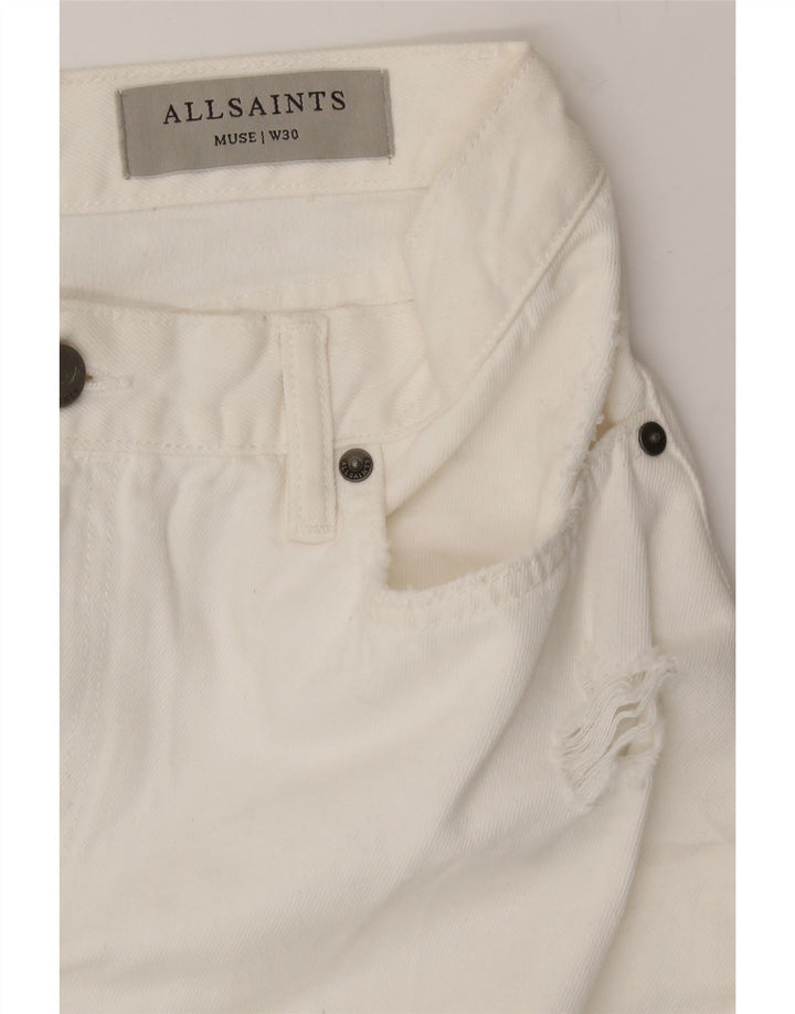 ALL SAINTS Womens Muse Tapered Distressed Cropped Jeans W30 L27 White Vintage All Saints and Second-Hand All Saints from Messina Hembry 