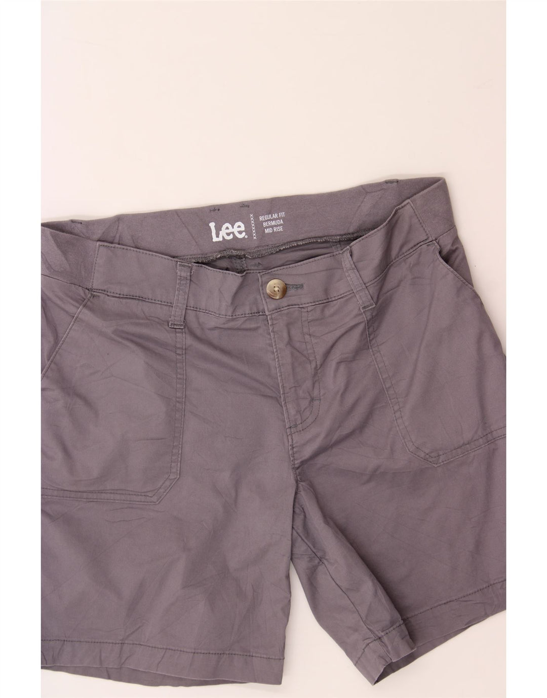 LEE Womens Mid Rise Regular Bermuda Shorts US 8 Medium W34 Grey Cotton Vintage Lee and Second-Hand Lee from Messina Hembry 