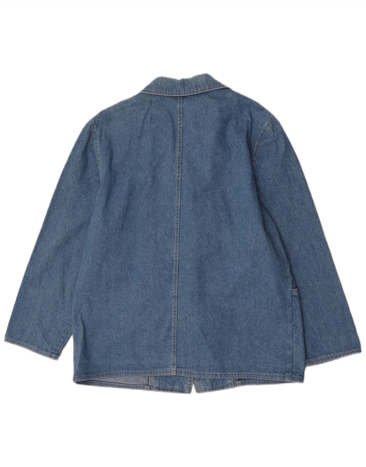Giacca blazer in denim a 1 bottone vintage da donna UK 16 grande blu