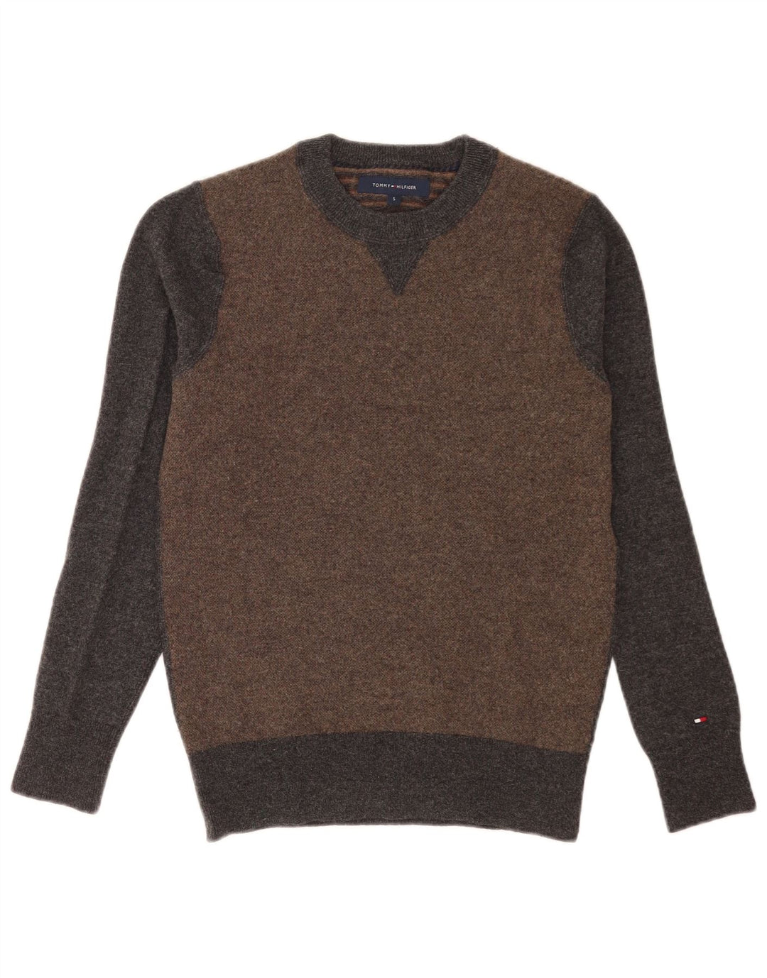 Maglione maglione girocollo da uomo Tommy Hilfiger piccolo grigio color block