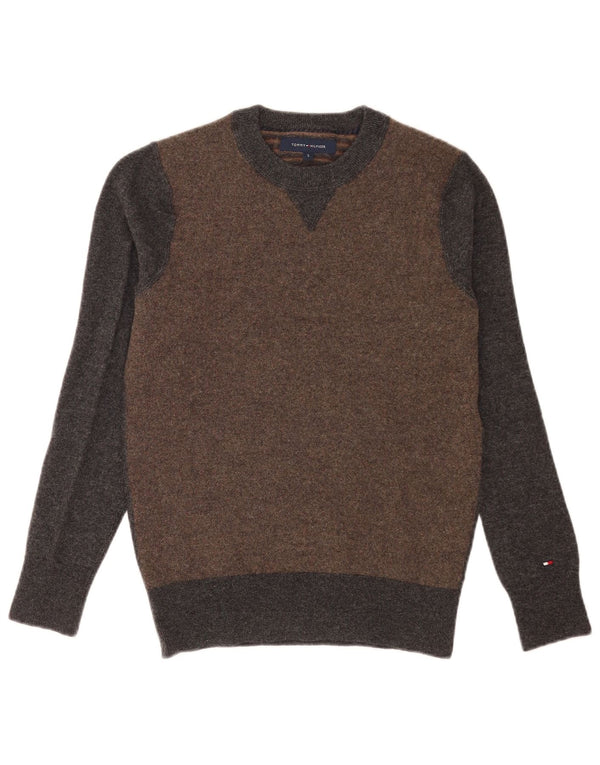 Maglione maglione girocollo da uomo Tommy Hilfiger piccolo grigio color block