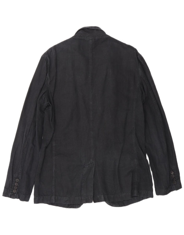 Giacca blazer da uomo a 3 bottoni Zara UK 40 grande lino blu navy