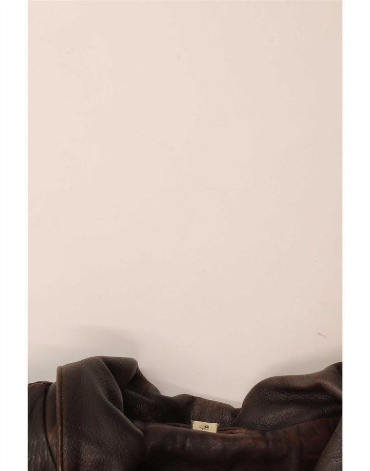 Giacca in pelle vintage da uomo IT 48 Marrone medio