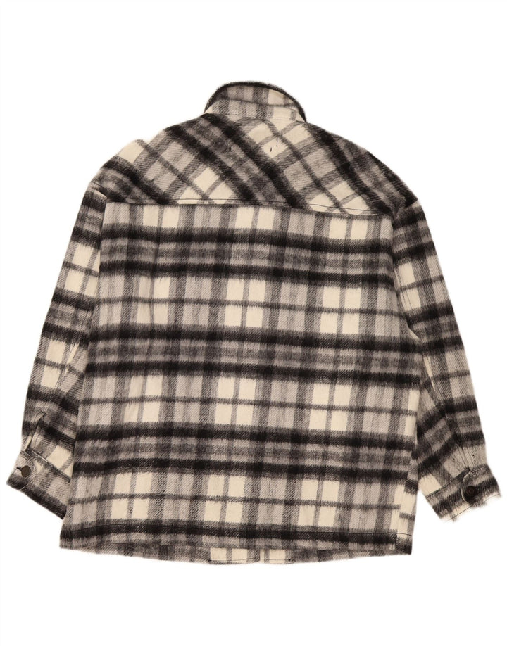 Camicia oversize oversize da donna Zara in flanella UK 10 piccolo quadretto grigio