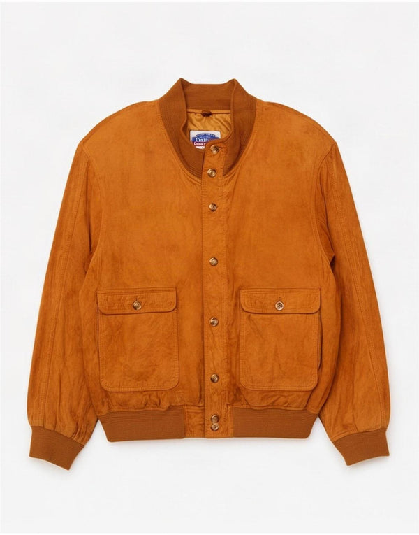 Giubbotto bomber in pelle scamosciata da uomo Evolution UK 44 2XL Pelle beige