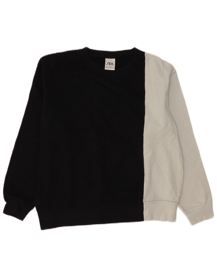 Zara Uomo Felpa Maglione Medio Nero Colorblock