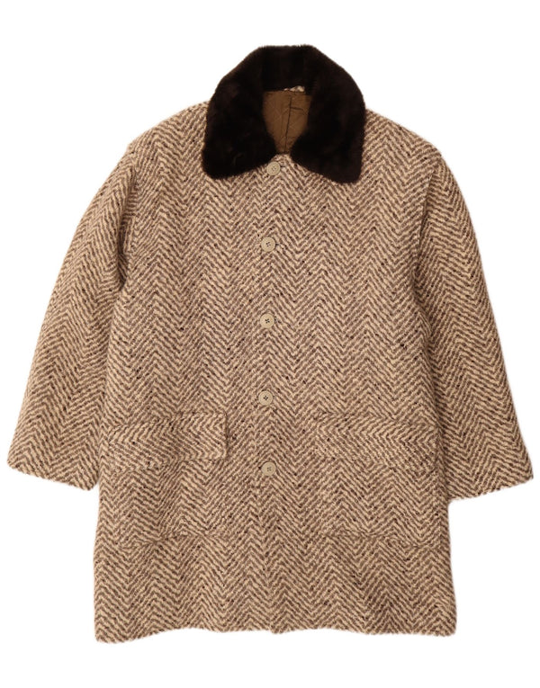 Soprabito vintage da uomo UK 42 XL marrone Chevron