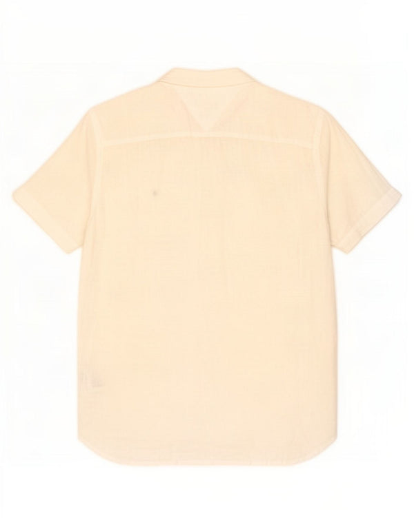 Camicia da uomo a maniche corte con vestibilità regolare Tommy Hilfiger Lino bianco sporco medio