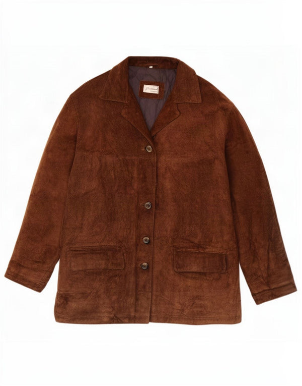 Giacca vintage oversize in pelle scamosciata da donna IT 42 Marrone medio